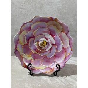 Nicole Miller Floral Succulent Melamine Scalloped Plate Purple Pink Watercolor